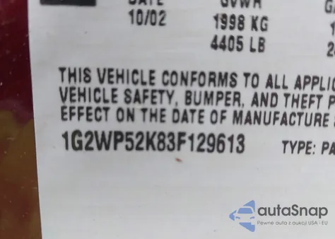 2003 Pontiac Grand Prix Gt z USA, uszkodzony, nr VIN 1G2WP52K83F129613